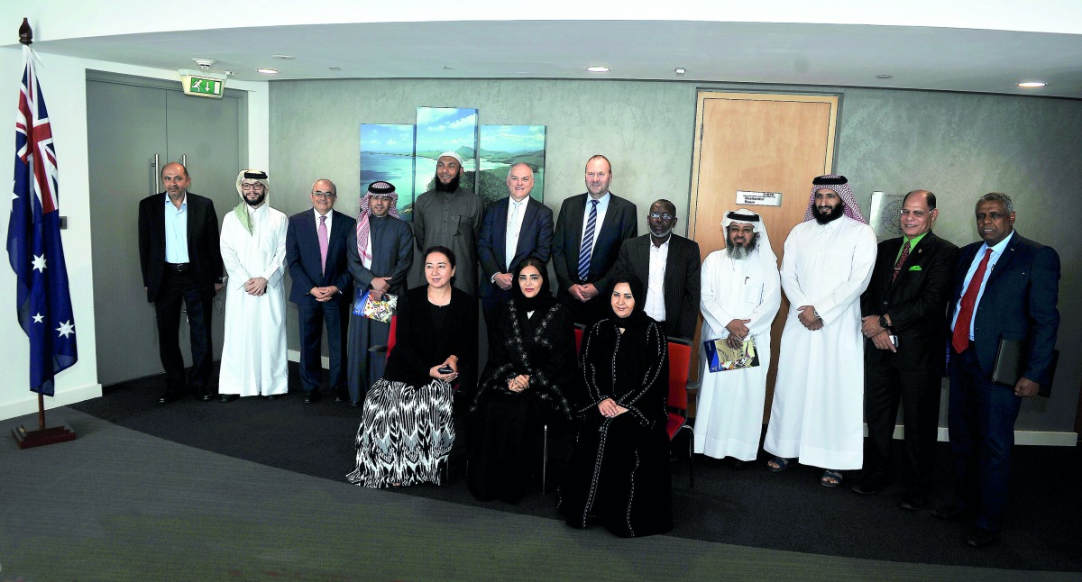 Professor Mohamad Abdalla, Director of Centre for Islamic Thought and Education at University of South Australia; Axel Wabenhorst, Australian Ambassador to Qatar, and other officials, during a roundtable discussion with Professor Mohamad Abdalla, Director