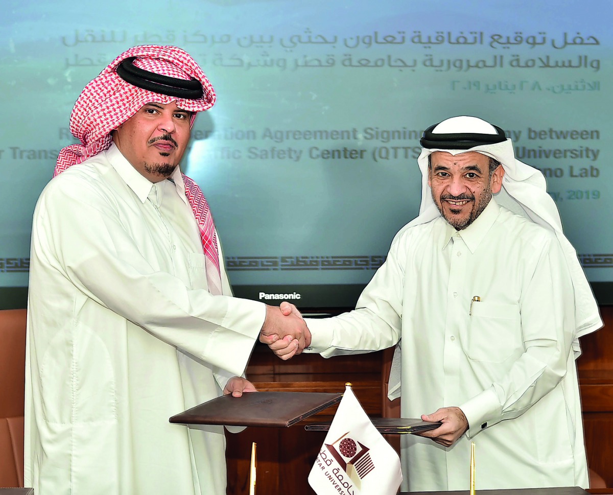 QU Vice-President for Academic Affairs, Dr Omar Al Ansari and Techno Lab Chairman, Sheikh Abdulrahman bin Jassim Al Thani