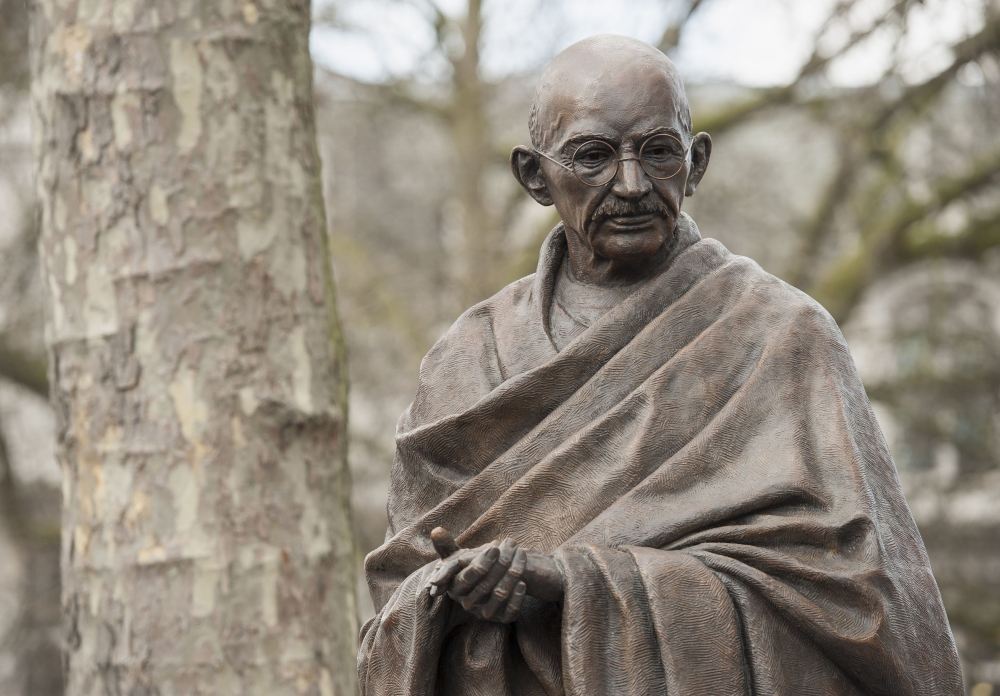 FILE PHOTO: A statue of Indian independence icon Mahatma Gandhi is pictured at Parliament Square in central London.   AFP / NIKLAS HALLE'N