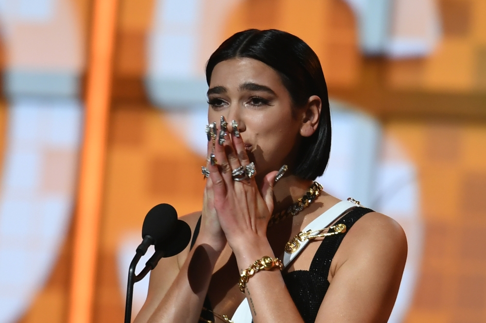 Dua Lipa accepts the award for Best New Artist onstage during the 61st Annual Grammy Awards on February 10, 2019, in Los Angeles. / AFP / Robyn Beck