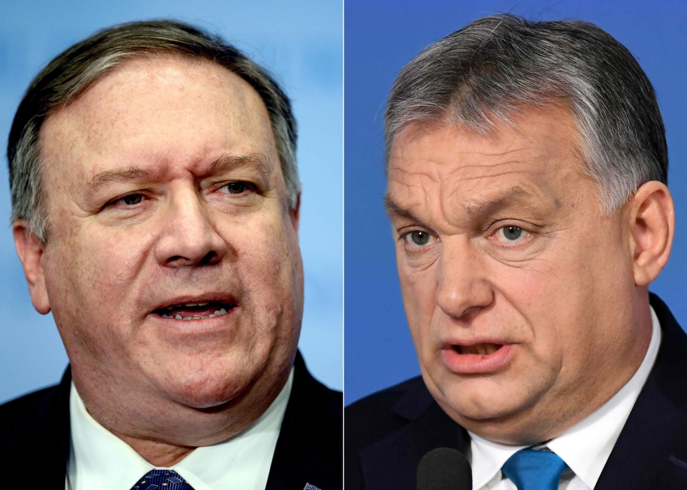 US Secretary of State Mike Pompeo and Hungarian Prime Minister Viktor Orban. AFP / Johannes Eisele & Attila Kisbenedek 