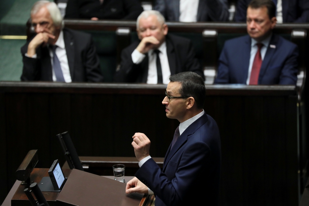 Polish Prime Minister Mateusz Morawiecki speaks during a parliamentary session in Warsaw, Poland, December 12, 2018. Agencja Gazeta/Slawomir Kaminski/Reuters