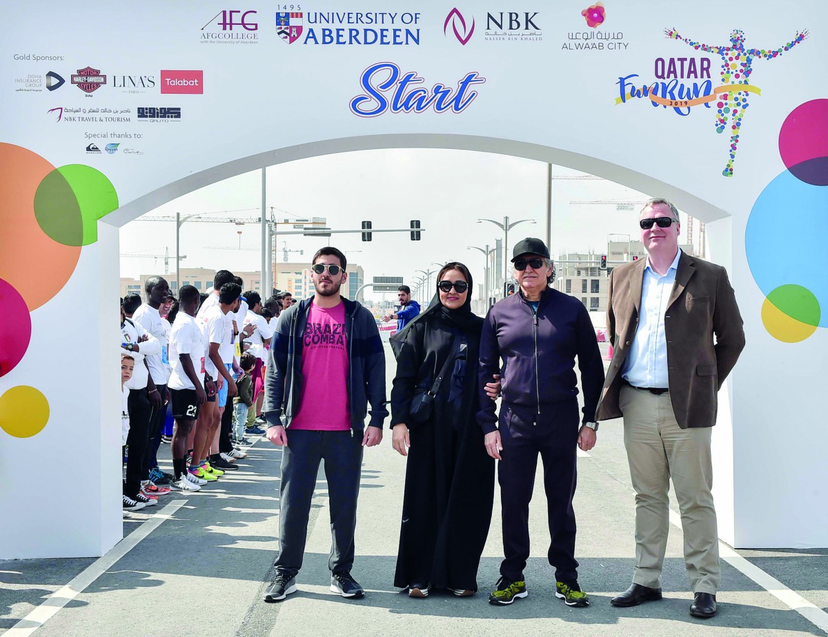 AFG’s Founder and Chairperson, Dr Sheikha Aisha bint Faleh Al Thani, with other officials during the Fun Run on National Sport Day.