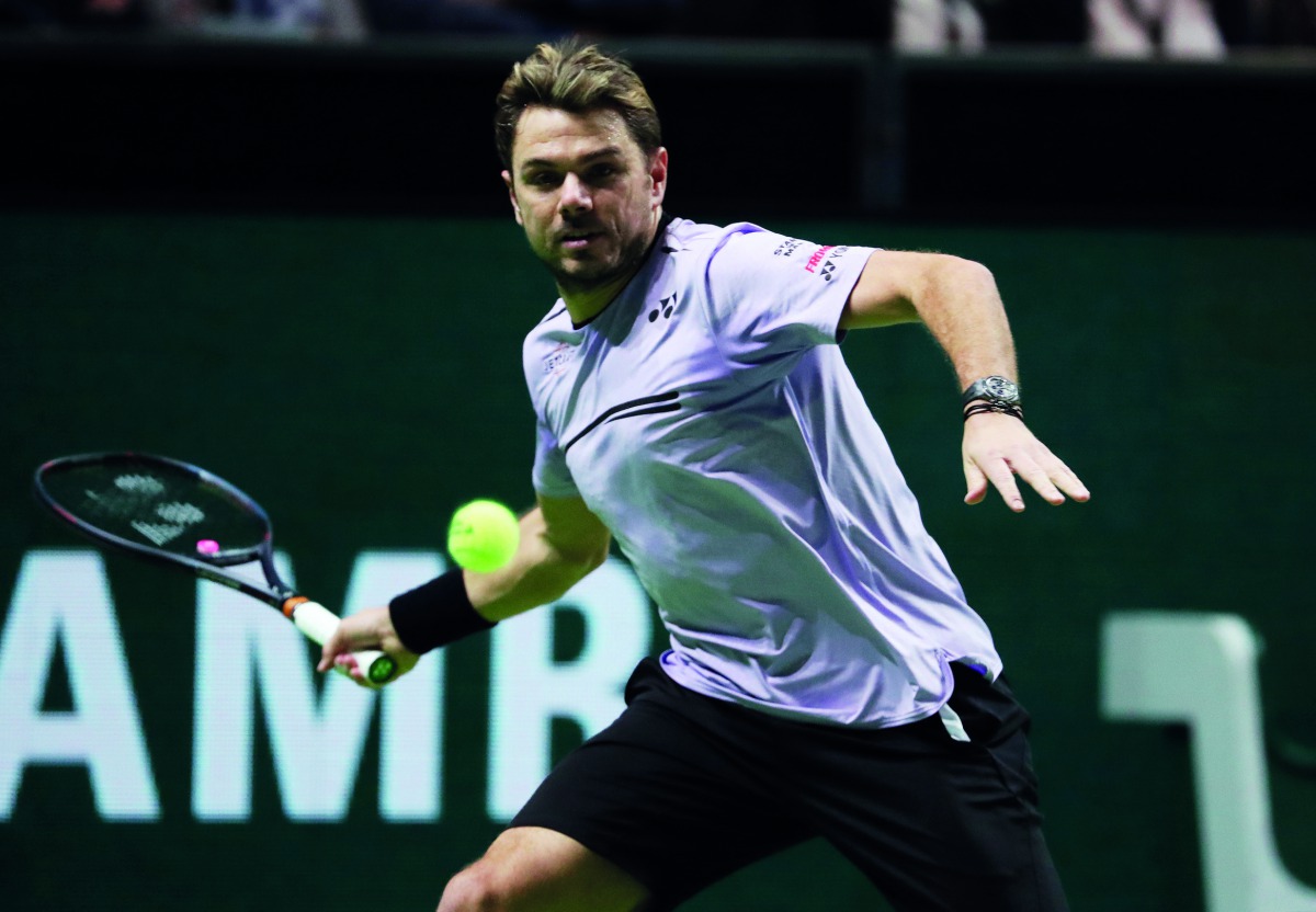 Switzerland's Stan Wawrinka in action during his Final match against France's Gael Monfils Reuters/Yves Herman