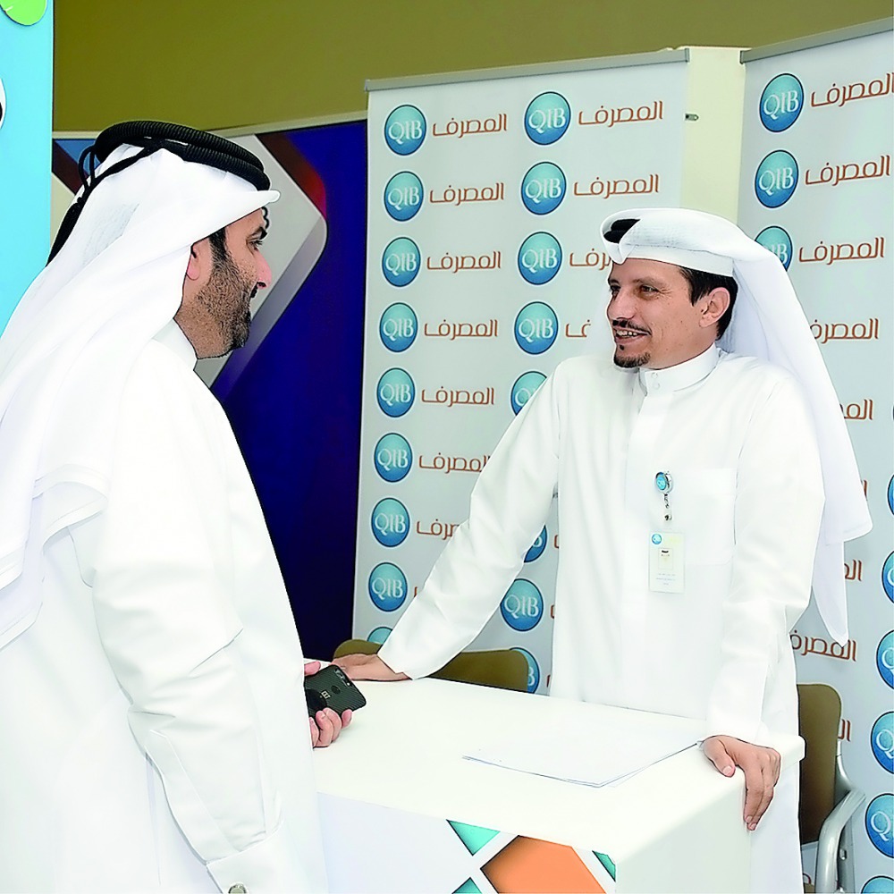 A QIB human capital team member at the QU Career Fair.