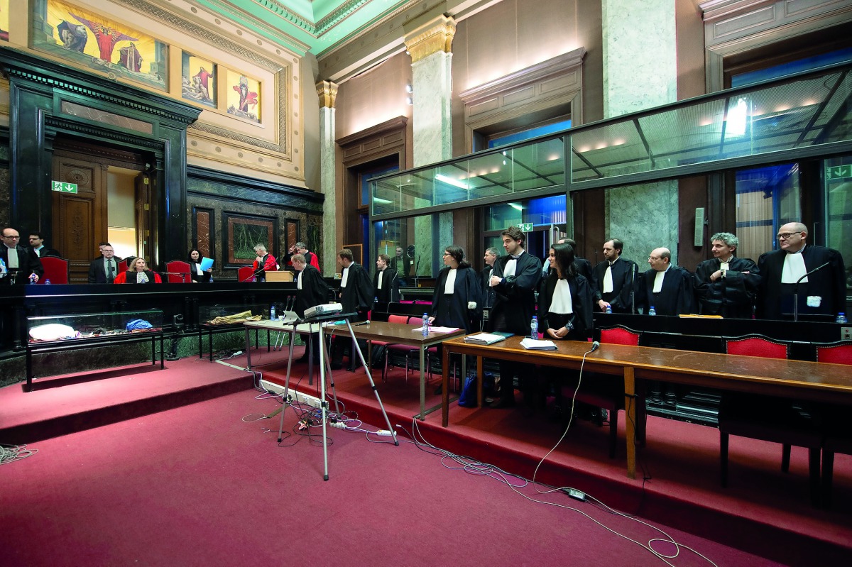 General view of the courtroom during the trial of Mehdi Nemmouche and Nacer Bendrer, who are suspected of killing four people in a shooting at Brussels' Jewish Museum in 2014, at Brussels' Palace of Justice, Belgium February 25, 2019. Christophe Licoppe/P