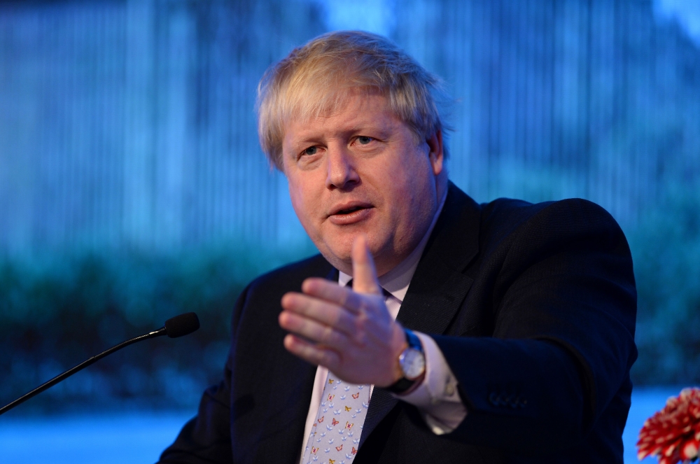 In this file photo taken on January 18, 2017 Boris Johnson, then the British foreign secretary, speaks at the Raisina Dialogue conference in New Delhi. Britain's Brexit champion Boris Johnson on March 2, 2019 hit out at mounting calls for a second referen