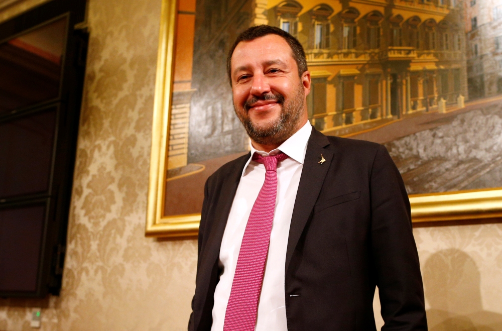 Italian Deputy Prime Minister and League leader Matteo Salvini arrives for a news conference at the Senate upper house parliament building in Rome, Italy March 8, 2019. REUTERS/Yara Nardi