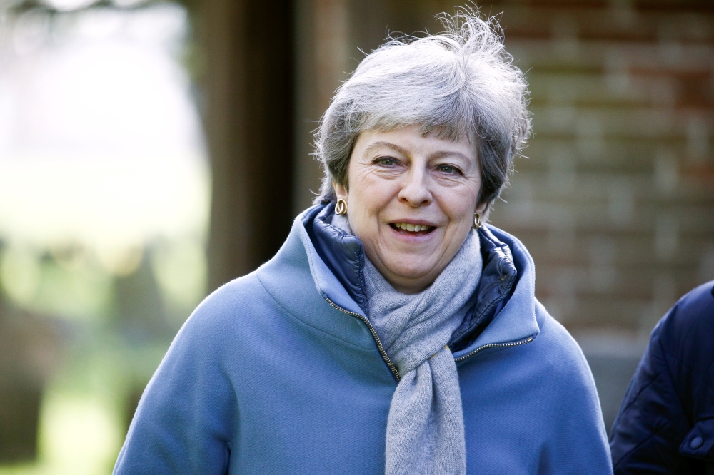 Britain's Prime Minister Theresa May leaves church, near High Wycombe, Britain March 24, 2019. REUTERS/Henry Nicholls
