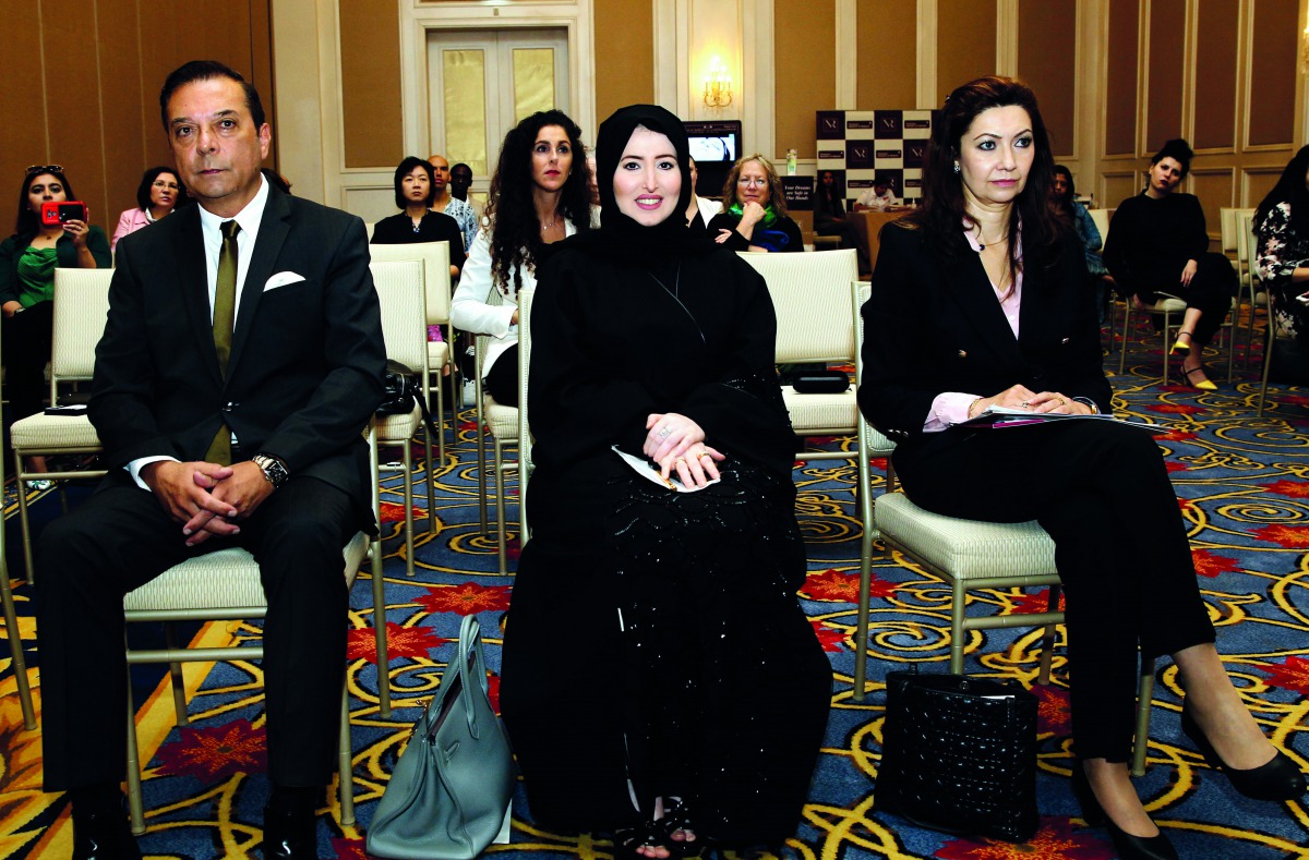 The Ambassador of Argentina, Carlos Hernandez; the Ambassador of Spain, Belén Alfaro (right); and the President of the Qatar Women’s Sport Committee, Lolwa Al Marri (centre) at the ‘The Forum 2019 - Gender Gap and Feminism’. Pic: Qassim Rahmatullah / The