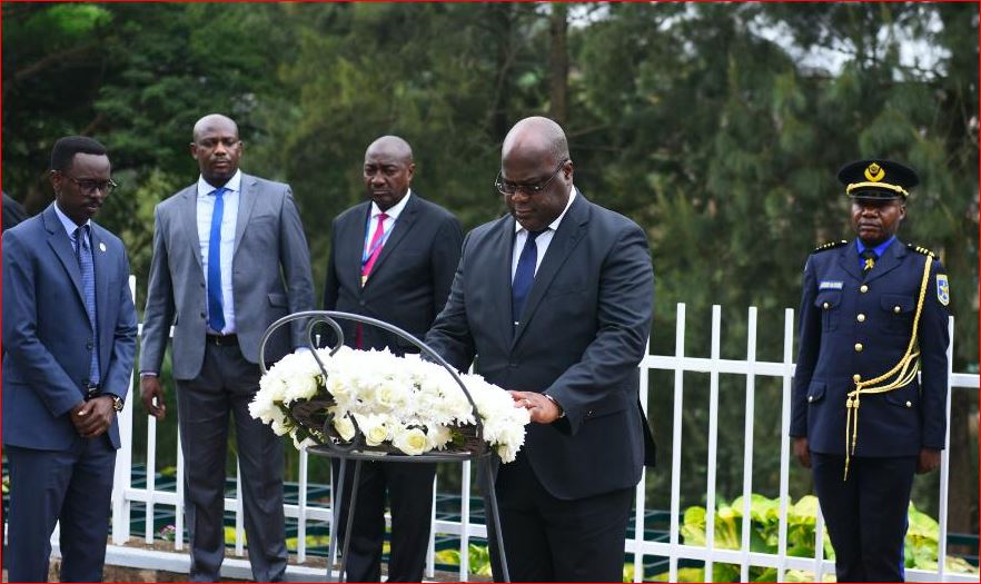 The Twitter account of the genocide memorial published a video of Tshisekedi, who was elected in January, laying a wreath at the memorial in Kigali, a diplomatic first. (Photo courtesy: Kigali Genocide Memorial 
@Kigali_Memorial)