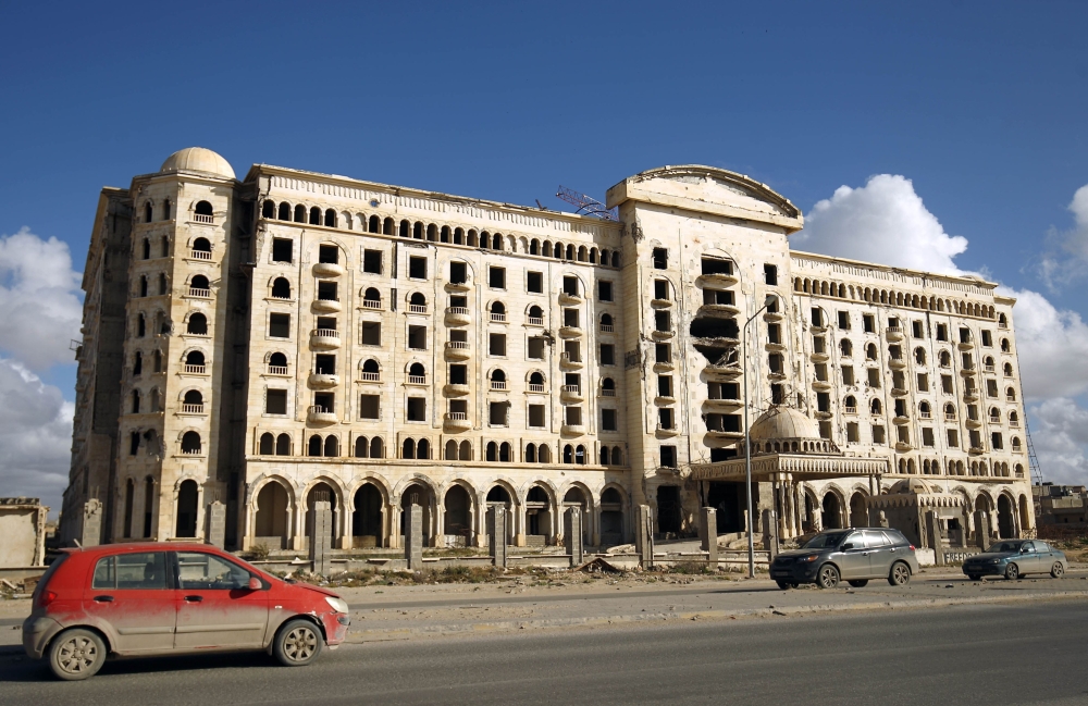 A damaged building is pictured in Libya's eastern city of Benghazi on April 8, 2019.  AFP / Abdullah Doma 