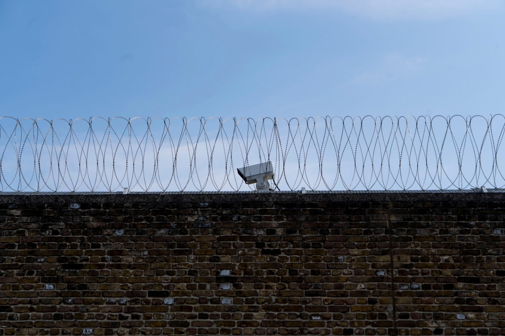 CCTV cameras are seen at Wandsworth prison in southwest London where WikiLeaks founder Julian Assange is believed to be held according to media reports on April 12, 2019.  AFP / Niklas Halle'n 