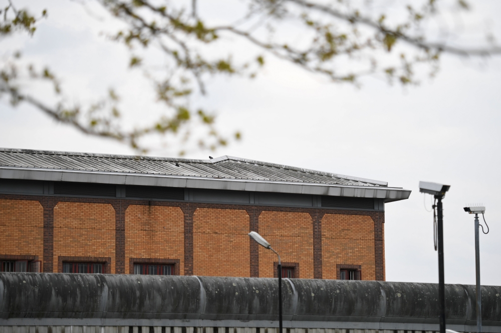 Belmarsh prison is seen behind its walls in south-east London on April 12, 2019.   AFP / Daniel LEAL-OLIVAS
