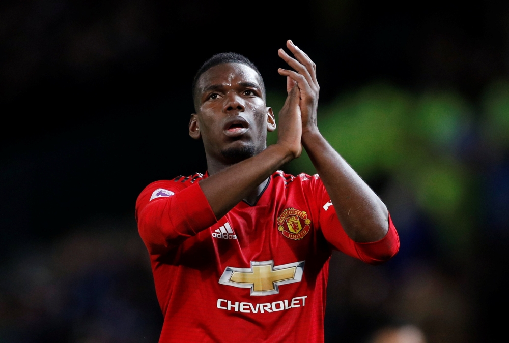 Manchester United's Paul Pogba applauds fans after a match. (REUTERS/Phil Noble)