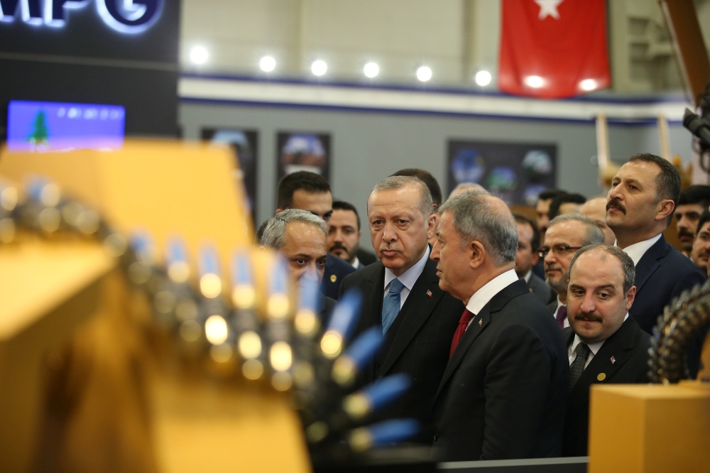 Turkish President Tayyip Erdogan visits IDEF 2019, 14th International Defense Industry Fair, in Istanbul, Turkey April 30, 2019. Murat Kula
