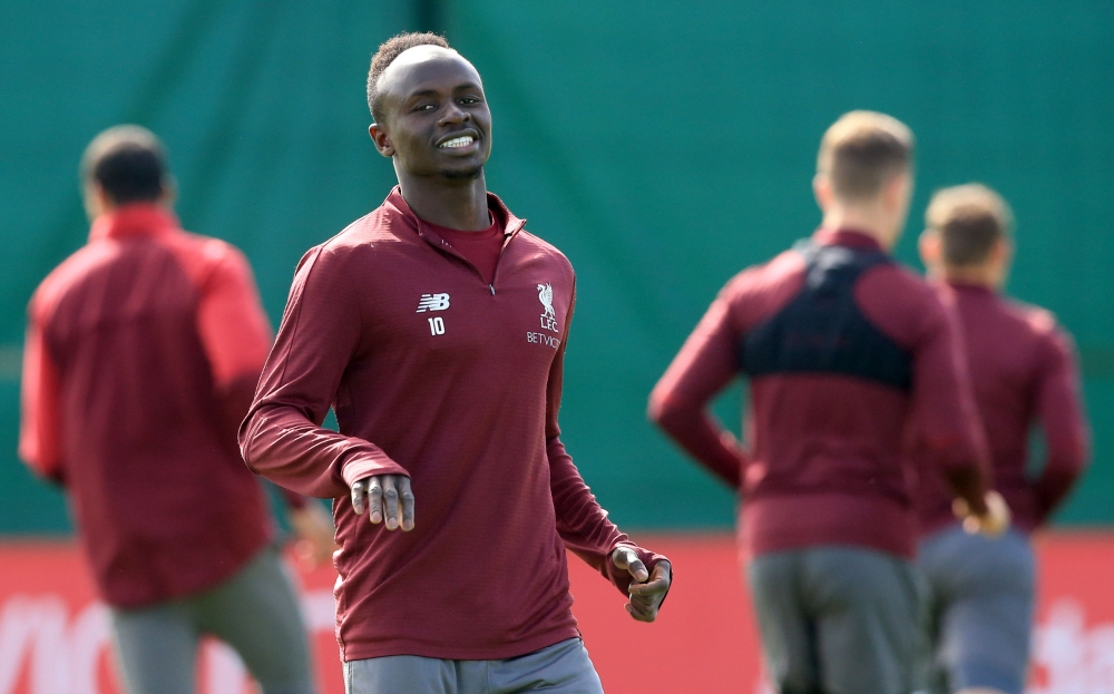Liverpool's Senegalese striker Sadio Mane takes part in a team training session at Melwood in Liverpool, north west England on May 6, 2019, on the eve of their UEFA Champions League semi-final second leg football match against Barcelona. / AFP / Lindsey P