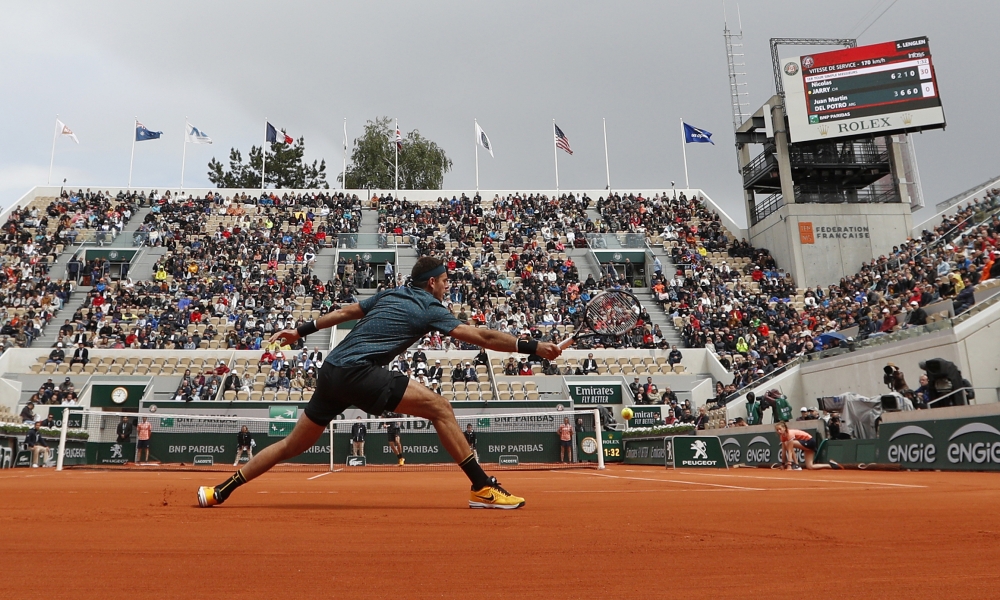 Argentina's Juan Martin del Potro in action during his first round match against Chile's Nicolas Jarry. REUTERS/Vincent Kessler