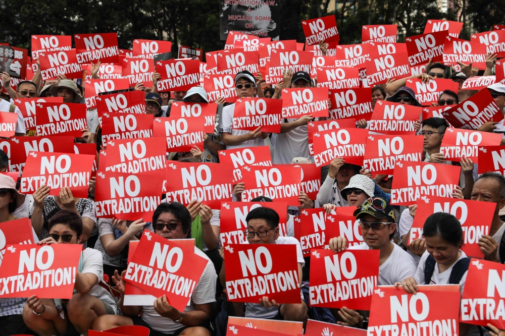 Protesters attend a rally against a controversial extradition law proposal in Hong Kong on June 9, 2019. AFP / DALE DE LA REY
