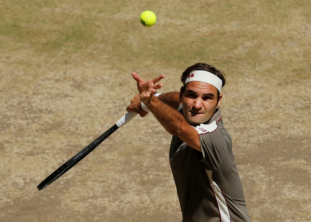 Switzerland's Roger Federer in action during the final against Belgium's David Goffin REUTERS/Leon Kuegeler