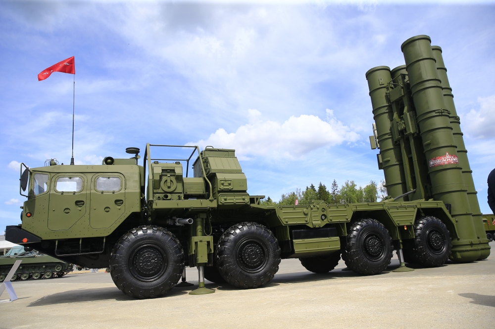 S-400 surface-to-air missile launcher is seen at 'ARMY-2019 International Military and Technical Forum' in Moscow, Russia on June 25, 2019. Sefa Karacan - Anadolu
