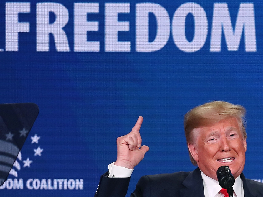 US President Donald Trump speaks at the Faith & Freedom Coalition 2019 Road To Majority Policy Conference at the Marriott Wardman Park Hotel, on June 26, 2019, in Washington, DC. Mark Wilson/Getty Images/AFP