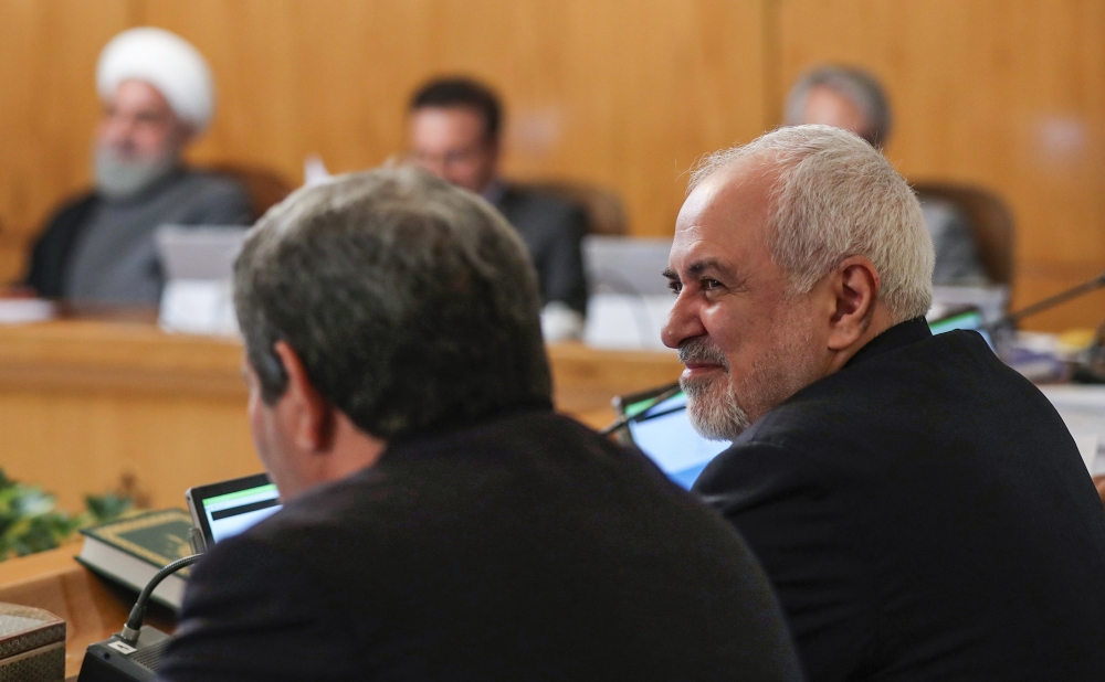 Iranian Foreign Minister Mohammad Javad Zarif (R) attending a cabinet meeting in the capital Tehran.  AFP 