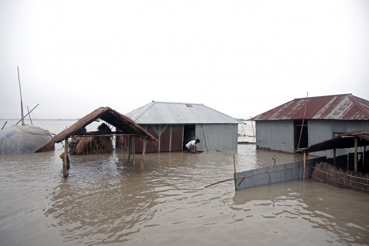 Houses are seen flooded in Kurigram, Bangladesh, July 15, 2019. Reuters