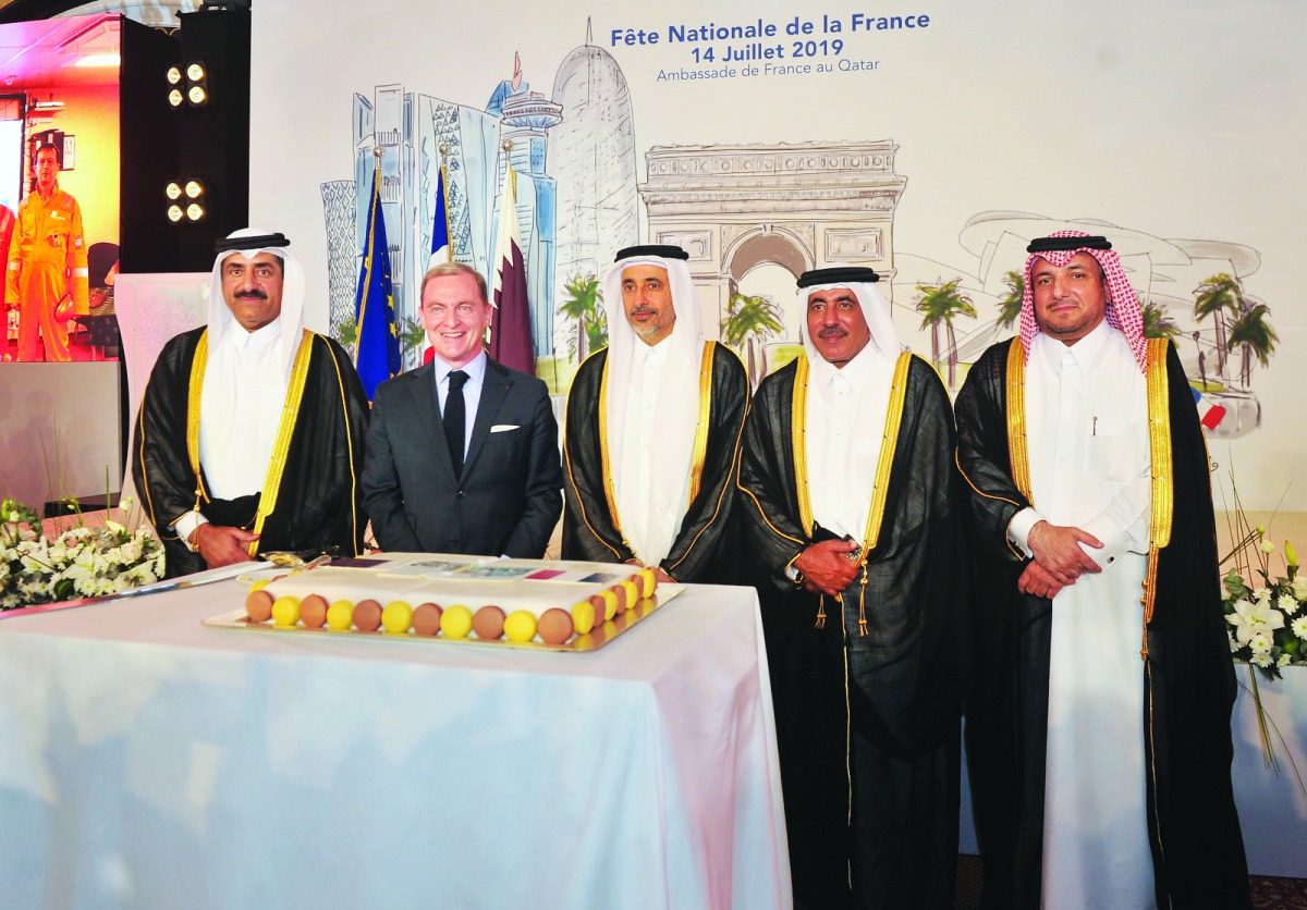 From Left: Adviser to the Amir for Defence Affairs, H E Major General Hamad bin Ali Al Attiyah; Ambassador of France to Qatar, Franck Gellet; Minister of Culture and Sports, H E Salah bin Ghanem Al Ali; Minister of Transport and Communications, H E Jassim