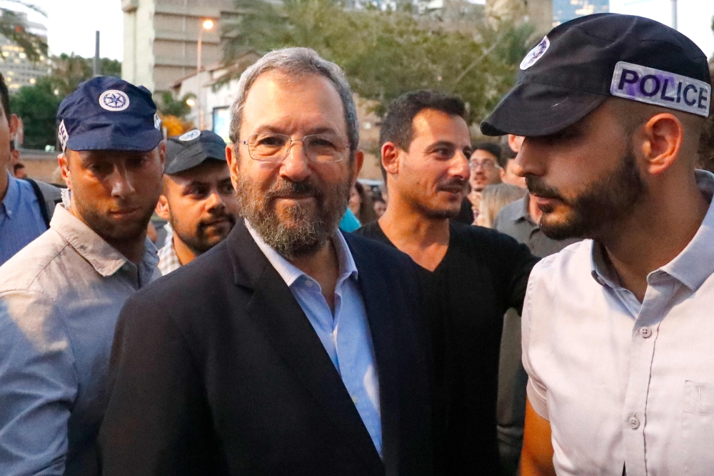Former Israeli prime minister Ehud Barak attends a rally organised by members of the LGBT community against the Education Minister following his remarks on gay conversion therapy, in the Israeli coastal city of Tel Aviv on July 14, 2019. AFP / Jack Guez 