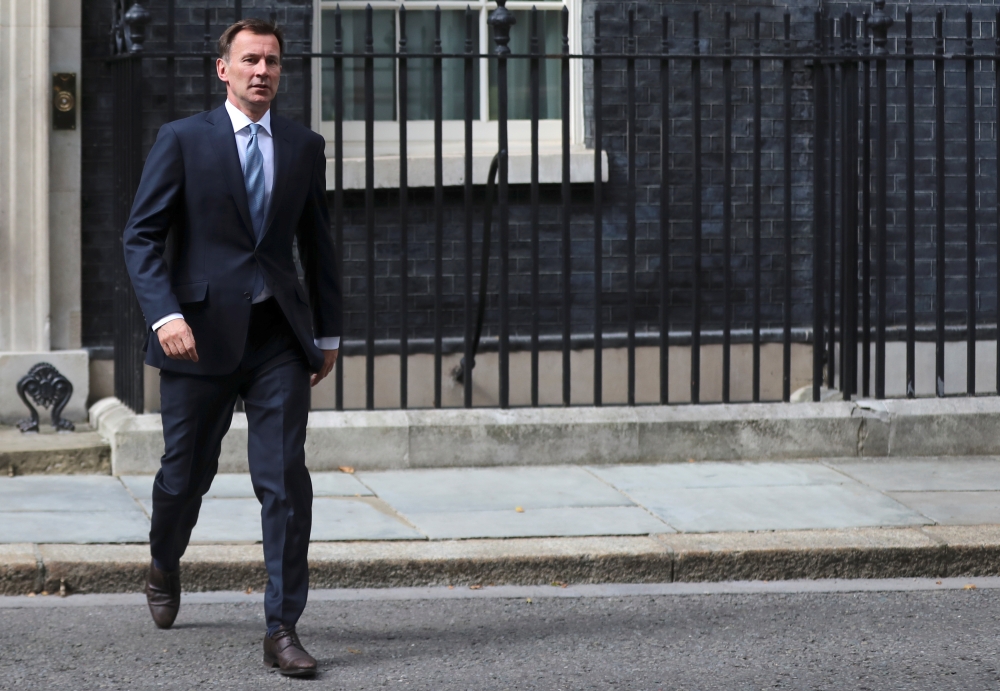 Britain's Foreign Secretary Jeremy Hunt is seen outside Downing Street in London, Britain July 20,2019. Reuters/Simon Dawson