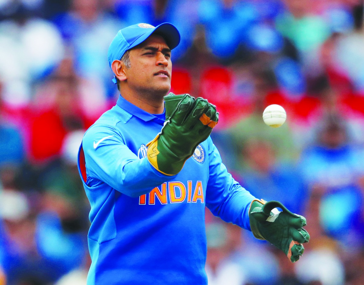 dia's MS Dhoni wearing his new gloves without an emblem on them. (Action Images via Reuters/Andrew Boyers/File Photo) 