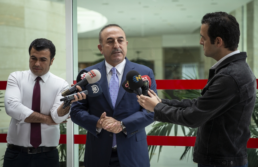 Minister of Foreign Affairs of Turkey, Mevlut Cavusoglu speaks to journalists at Esenboga International Airport in Ankara, Turkey on July 17, 2019. (Özge Elif K?z?l - Anadolu Agency /File Photo)