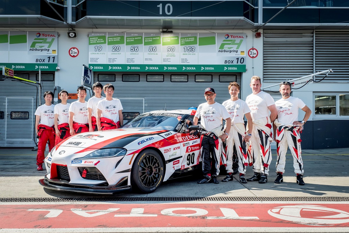 The No. 90 GR Supra, drivers and crew members. 