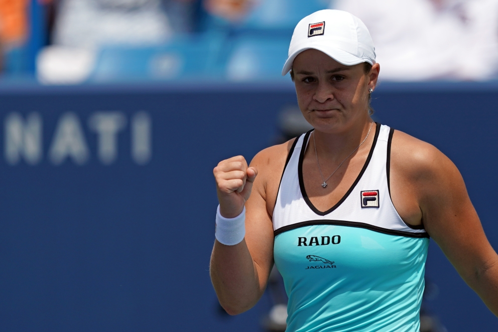  Ashleigh Barty (AUS) reacts to defeating Maria Sakkari (GRE) during the Western and Southern Open tennis tournament at Lindner Family Tennis Center. (Aaron Doster-USA TODAY Sports)