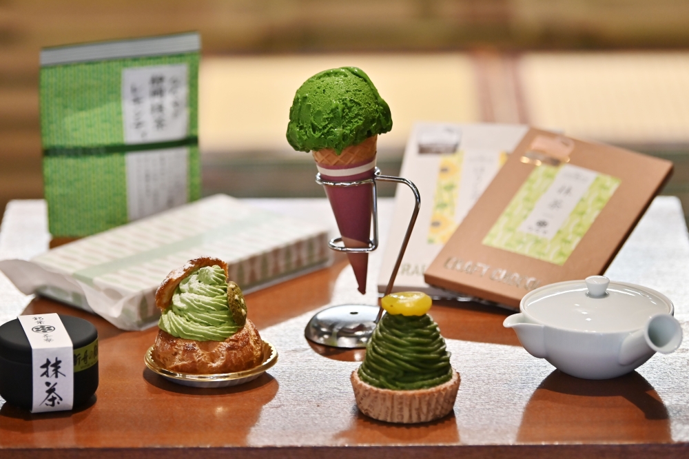 This photo taken on May 16, 2019 shows matcha tea products at a tea shop in Fujieda, Shizuoka prefecture.  AFP / Charly Triballeau