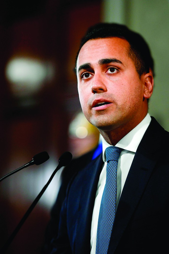 Luigi Di Maio addresses the media following a meeting with the Italian President as part of a second round of consultations with political parties at the Quirinal presidential palace in Rome, on August 28, 2019.  AFP / Filippo Monteforte

