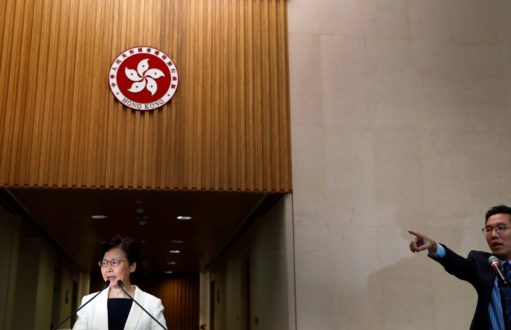 Hong Kong's Chief Executive Carrie Lam holds a news conference in Hong Kong, China, September 3, 2019. REUTERS/Kai Pfaffenbach