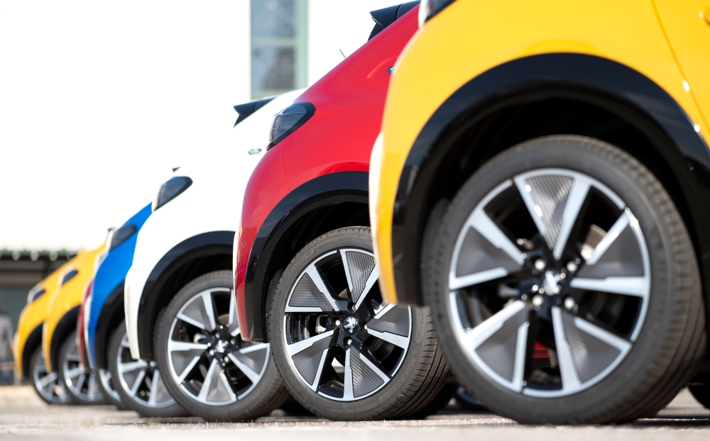 The new generation electric Peugeot e-208 is on display at the PSA Group plant in Trnava, Slovakia on September 11, 2019. AFP / Joe Klamar  
