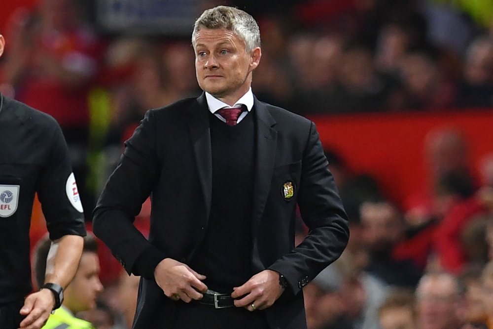 Manchester United's Norwegian manager Ole Gunnar Solskjaer looks on during the English League Cup third round football match between Manchester United and Rochdale at Old Trafford in Manchester, north-west England on September 25, 2019.   AFP / Paul ELLIS