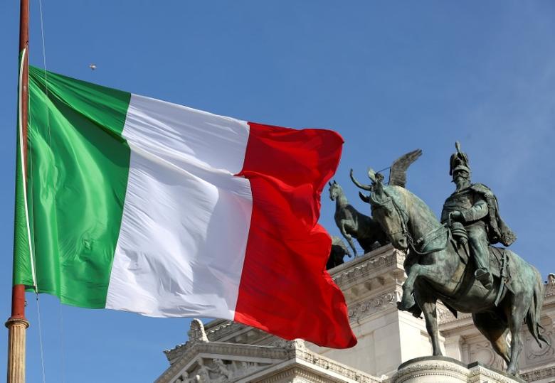 File photo of the Italian flag waves in front of The 