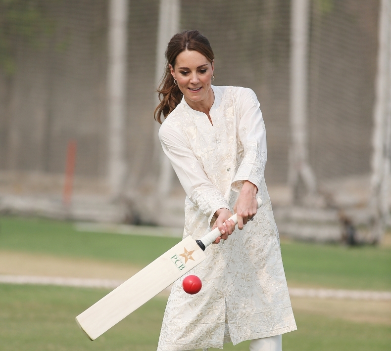 Catherine, Duchess of Cambridge visits the National Cricket academy in Lahore, Pakistan. October 17, 2019. Ian Vogler/Pool via REUTERS
