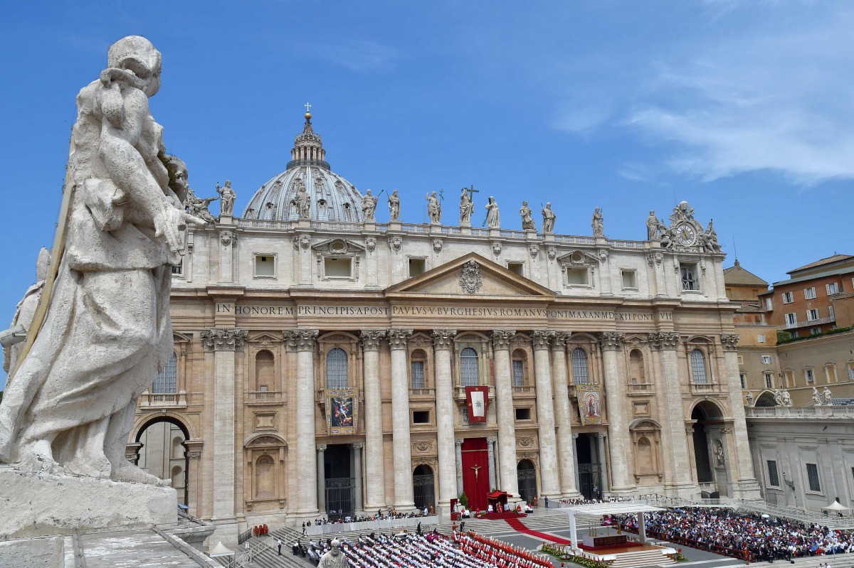This file photo taken on June 04 2017 in Vatican shows St Peters' basilica during a mass led by Pope Francis. AFP / Andreas Solaro