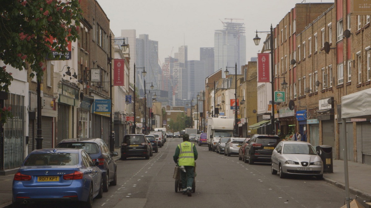 London's growing financial district and a traditionally working-class neighbourhood sit awkwardly alongside each other in 