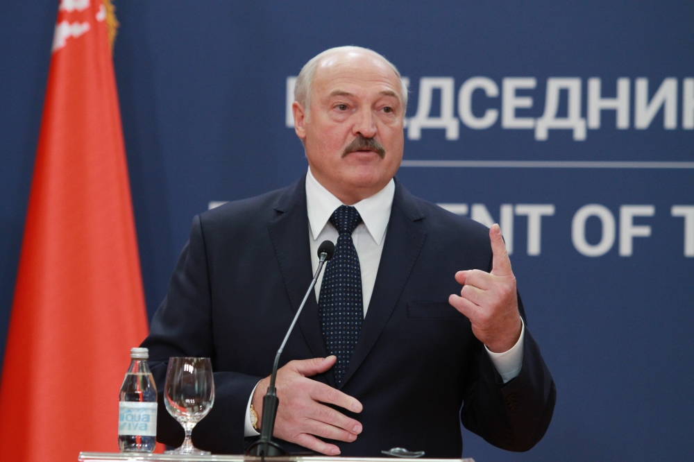 Belarusian President Alexander Lukashenko makes a speech during the joint press conference with Serbian President Aleksandar Vucic (not seen) following their meeting in Belgrade, Serbia on December 03, 2019. Milos Miskov - Anadolu