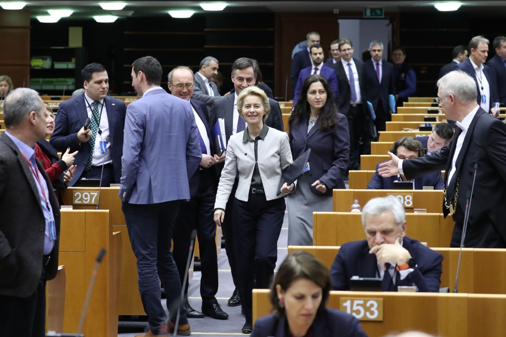 European Commission president Ursula von der Leyen arrives for a session of the European Parliament during which she unveiled Green New Deal plan to fight climate change in Brussels on December 11, 2019.  AFP / Aris Oikonomou
 