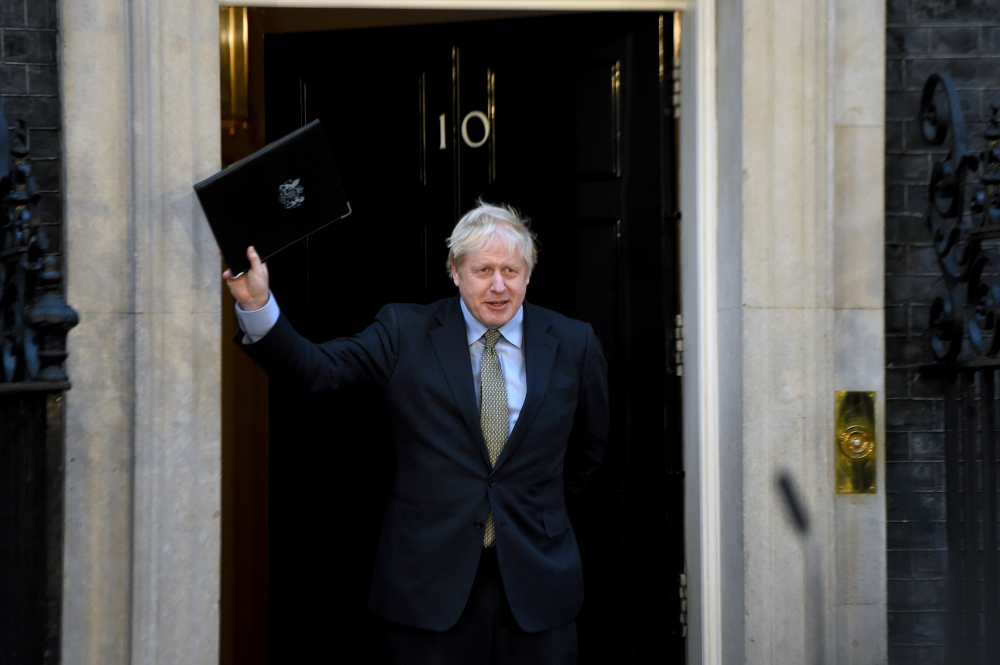 British Prime Minister Boris Johnson makes a speech outside No 10 Downing Street following a meeting with Queen Elizabeth II to form a government, in London, United Kingdom on December 13, 2019. Kate Green - Anadolu