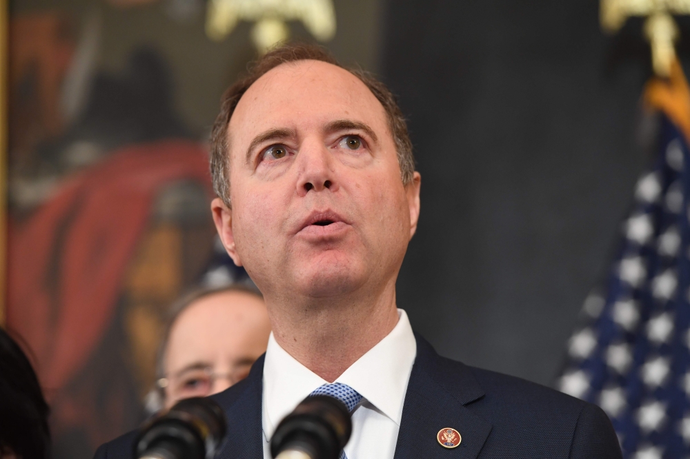 House Permanent Select Committee on Intelligence Chairman Adam Schiff, Democrat of California, announces articles of impeachment for US President Donald Trump during a press conference at the US Capitol in Washington, DC, December 10, 2019. AFP / Saul Loe