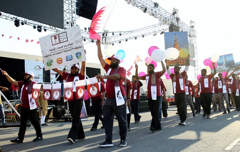 A file picture of a parade organised as part of the National Day celebrations by the expatriate communities at Asian Town.