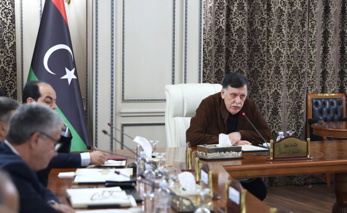 Libya's UN-recognised Prime Minister Fayez al-Sarraj holds a cabinet meeting in the Libyan capital Tripoli on December 19, 2019.  AFP 
